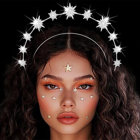 Kilshye Star Headband Rhinestone Halo Crown Headpiece Goddess Hair Accessories for Women (Silver) in Saudi Arabia
