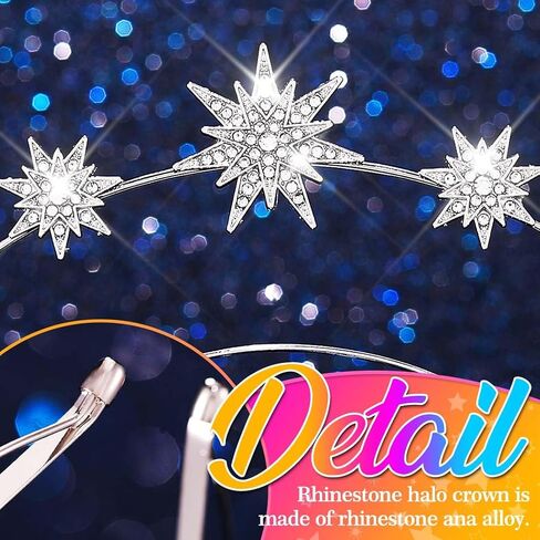 Kilshye Star Headband Rhinestone Halo Crown Headpiece Goddess Hair Accessories for Women (Silver) in Saudi Arabia