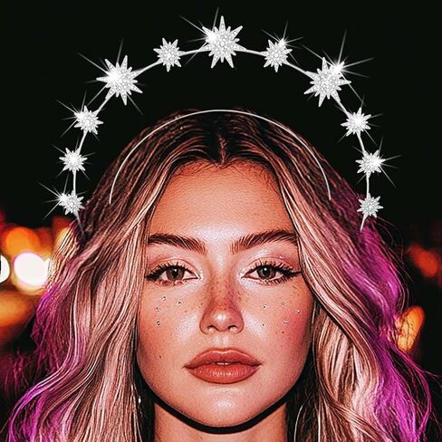Kilshye Star Headband Rhinestone Halo Crown Headpiece Goddess Hair Accessories for Women (Silver) in Saudi Arabia