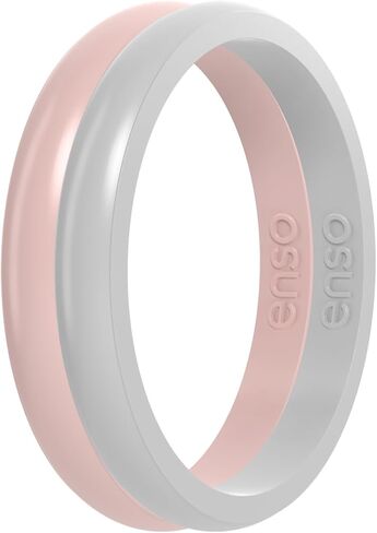 Enso Rings Halo Stackable Silicone Ring – Multi Color Unisex Wedding Engagement Band – Thin Minimalist Band – 2.54mm, 1.5mm Thick in Kuwait
