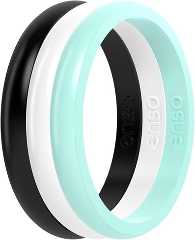 Enso Rings Halo Stackable Silicone Ring – Multi Color Unisex Wedding Engagement Band – Thin Minimalist Band – 2.54mm, 1.5mm Thick in Kuwait
