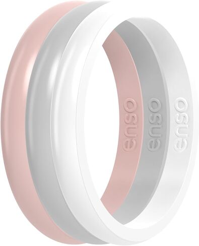 Enso Rings Halo Stackable Silicone Ring – Multi Color Unisex Wedding Engagement Band – Thin Minimalist Band – 2.54mm, 1.5mm Thick in Kuwait