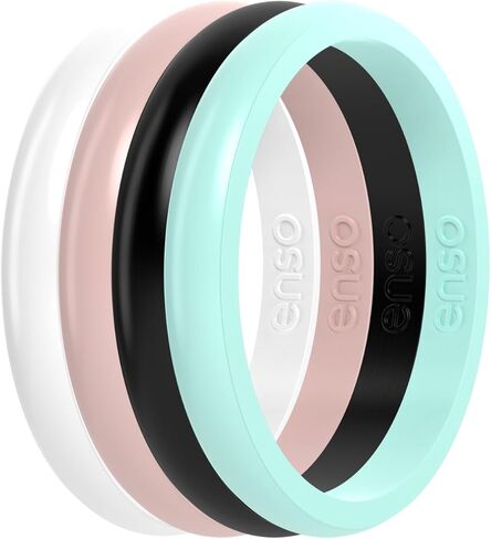 Enso Rings Halo Stackable Silicone Ring – Multi Color Unisex Wedding Engagement Band – Thin Minimalist Band – 2.54mm, 1.5mm Thick in Kuwait