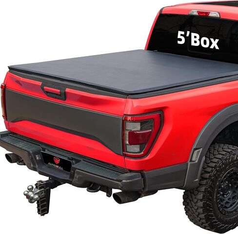 Hard Top Tri Fold tonneau Cover Compatible with 2019-2024 Ford Ranger 5ft Bed (61") Alloy Steel and Fiberglass Made in Kuwait
