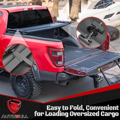 Hard Top Tri Fold tonneau Cover Compatible with 2019-2024 Ford Ranger 5ft Bed (61") Alloy Steel and Fiberglass Made in Kuwait