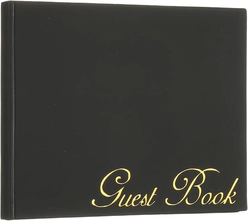 PATIKIL Elegant Guestbook, 9"x7" PU Leather Wedding Guest Book Stylish Sign in Book with 50 Blank 120GSM Paper for Receptions Birthdays Funerals Special Events, Black in Kuwait