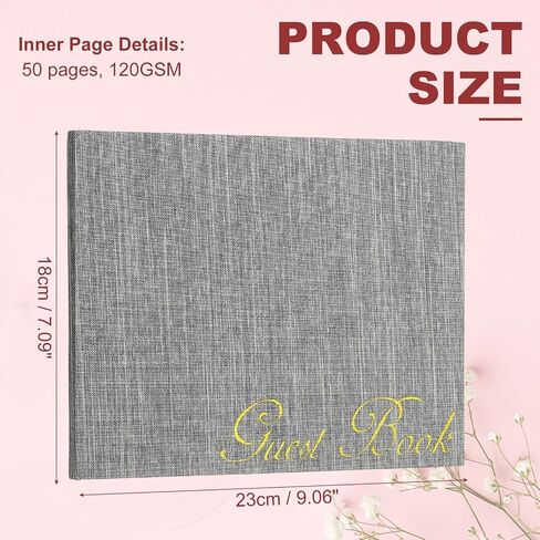 PATIKIL Elegant Guestbook, 9"x7" Fabric Wedding Guest Book Stylish Sign in Book with 50 Blank 120GSM Paper for Receptions Birthdays Funerals Special Events, Black in Saudi Arabia