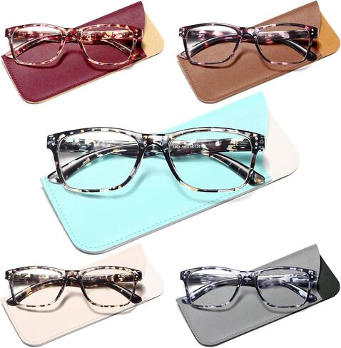 Reading Glasses Blue Light Blocking, Computer Glasses for Women Men, Fashion Square Eyeglasses 5 Pairs in Saudi Arabia