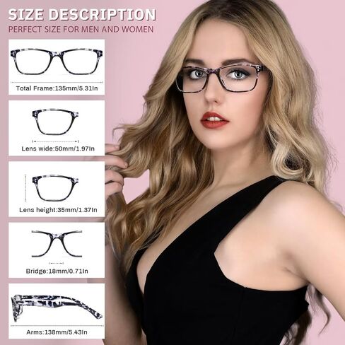 Reading Glasses Blue Light Blocking, Computer Glasses for Women Men, Fashion Square Eyeglasses 5 Pairs in Saudi Arabia