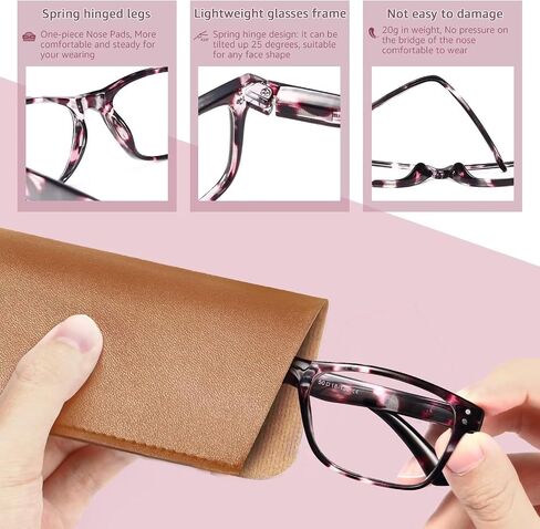 Reading Glasses Blue Light Blocking, Computer Glasses for Women Men, Fashion Square Eyeglasses 5 Pairs in Saudi Arabia