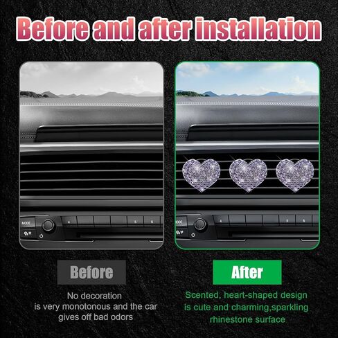 3 PCS Bling Car Air Vent Clips, Crystal Heart Shaped Auto Air Conditioning Outlet Clip, Rhinestone Air Freshener for Women Girls, Sparkly Vehicle Interior Decor Accessories(Blue) in Kuwait