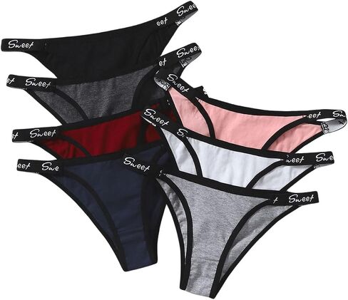 WDIRARA Women's 7 Pack Panty Set Letter Tape Underwear Panties in Kuwait