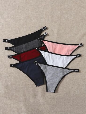 WDIRARA Women's 7 Pack Panty Set Letter Tape Underwear Panties in Kuwait
