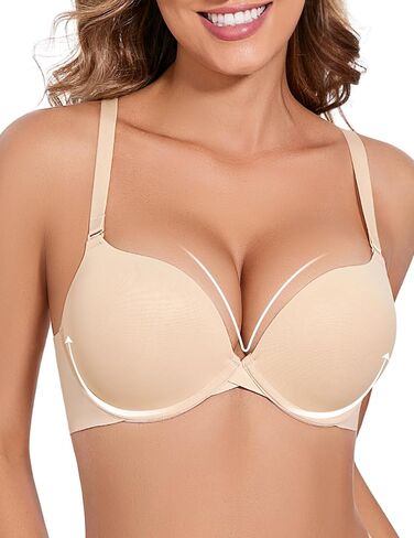 Padded Push Up Bras for Women Bombshell Add Cup Size Plunge Everyday T-Shirt Bra Underwire Support in Saudi Arabia