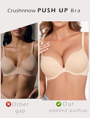 Padded Push Up Bras for Women Bombshell Add Cup Size Plunge Everyday T-Shirt Bra Underwire Support in Saudi Arabia
