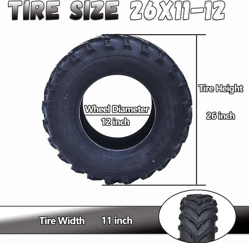 ATV Tires 26x9-12 6PR, 26x9x12 6PR All-Terrain Tires Set of 2, 26 9 12 Atv Tires Puncture And Abrasion Resistant, Optimum Grip Pattern for Enhanced Off-Road, Handling for Off-Road in Saudi Arabia