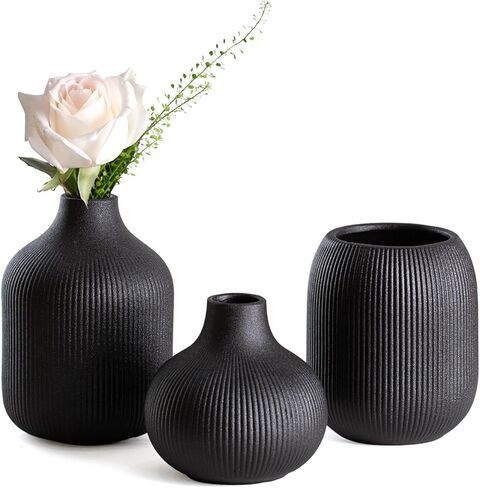 مجموعة مزهرية من السيراميك الحديثة من 3 ، ملمس مضلع بوهو ديكور المنزل الحد الأدنى ، المزهريات الزخرفية الصغيرة للقطعة المركزية ، الرف ، الطاولة - لمسة جمالية للمساحات المحايدة والانتقالية in Kuwait