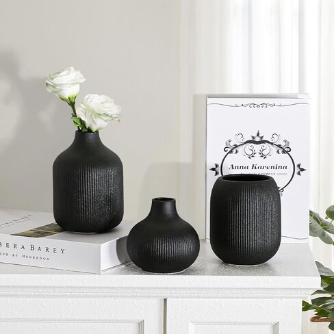 مجموعة مزهرية من السيراميك الحديثة من 3 ، ملمس مضلع بوهو ديكور المنزل الحد الأدنى ، المزهريات الزخرفية الصغيرة للقطعة المركزية ، الرف ، الطاولة - لمسة جمالية للمساحات المحايدة والانتقالية in Kuwait