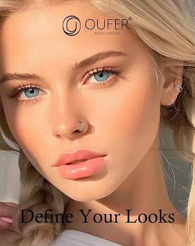 OUFER 20G Nose Rings for Women, 316L Surgical Steel Double Hoop Nose Piercing Jewelry, Opal and CZ Septum Lip Eyebrow Cartilage Conch Rook Helix Tragus Daith Earrings Piercing Jewelry-6/7/8MM in Saudi Arabia