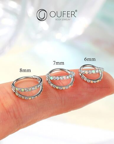 OUFER 20G Nose Rings for Women, 316L Surgical Steel Double Hoop Nose Piercing Jewelry, Opal and CZ Septum Lip Eyebrow Cartilage Conch Rook Helix Tragus Daith Earrings Piercing Jewelry-6/7/8MM in Saudi Arabia