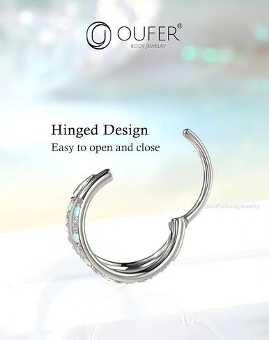 OUFER 20G Nose Rings for Women, 316L Surgical Steel Double Hoop Nose Piercing Jewelry, Opal and CZ Septum Lip Eyebrow Cartilage Conch Rook Helix Tragus Daith Earrings Piercing Jewelry-6/7/8MM in Saudi Arabia