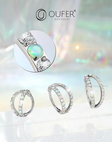 OUFER 20G Nose Rings for Women, 316L Surgical Steel Double Hoop Nose Piercing Jewelry, Opal and CZ Septum Lip Eyebrow Cartilage Conch Rook Helix Tragus Daith Earrings Piercing Jewelry-6/7/8MM in Saudi Arabia