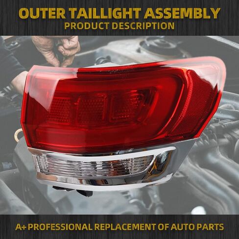 Dasbecan Left Driver Side Outer Tail Light Assembly Compatible with 2014-2021 Jeep Grand Cherokee Laredo/Limited/Overland/Summit Replaces 68110017AF CH2804106 Taillight Halogen Type in Saudi Arabia