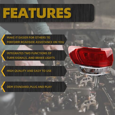 Dasbecan Left Driver Side Outer Tail Light Assembly Compatible with 2014-2021 Jeep Grand Cherokee Laredo/Limited/Overland/Summit Replaces 68110017AF CH2804106 Taillight Halogen Type in Saudi Arabia