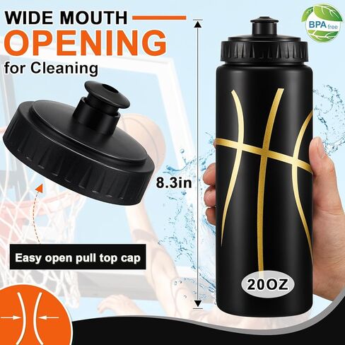6 Pcs Basketball Water Bottle for Boys 20 oz Basketball Accessories Water Bottle Reusable BPA Free Squeeze Water Bottles Basketball Stuff for Boys Girls School Sports Party Gifts in Kuwait
