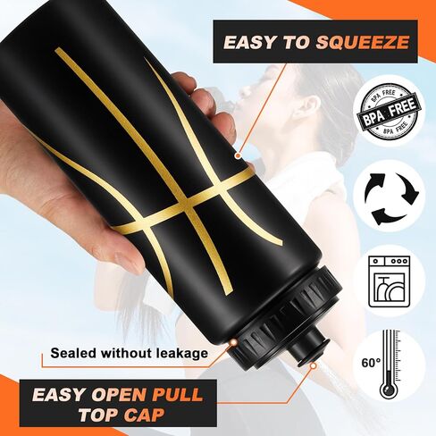 6 Pcs Basketball Water Bottle for Boys 20 oz Basketball Accessories Water Bottle Reusable BPA Free Squeeze Water Bottles Basketball Stuff for Boys Girls School Sports Party Gifts in Kuwait