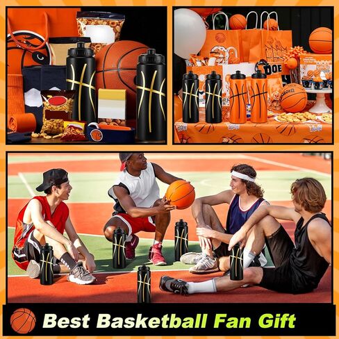 6 Pcs Basketball Water Bottle for Boys 20 oz Basketball Accessories Water Bottle Reusable BPA Free Squeeze Water Bottles Basketball Stuff for Boys Girls School Sports Party Gifts in Kuwait