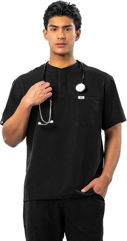 Peelz Karl Henley 2-Pocket Scrub Top for Men-Soft Stretch Fabric Scrubs ، 3-Butting Design Men's Scrubs ، Fit Comfort in Kuwait