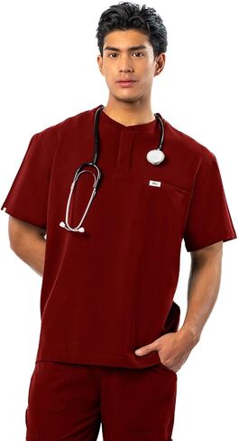 Peelz Karl Henley 2-Pocket Scrub Top for Men - Soft Stretch Fabric Scrubs, 3-Button Design Men's Scrub Tops, Comfort Fit in Kuwait