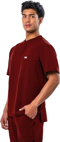 Peelz Karl Henley 2-Pocket Scrub Top for Men - Soft Stretch Fabric Scrubs, 3-Button Design Men's Scrub Tops, Comfort Fit in Kuwait