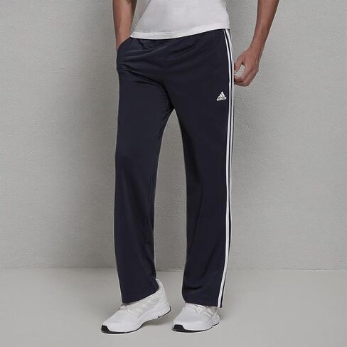 adidas Men's Essentials Warm-up Open Hem 3-stripes Tracksuit Bottoms, Black-white, in Kuwait