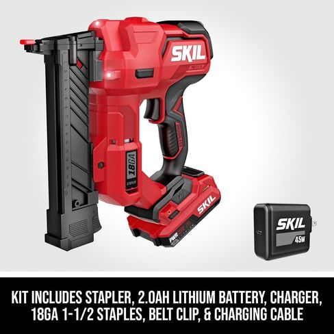 SKIL PWR CORE 20 Brushless 20V 18Ga Brad Nailer Kit including 2.0Ah USB-C Battery and Charger-NA1800B-10 in Saudi Arabia