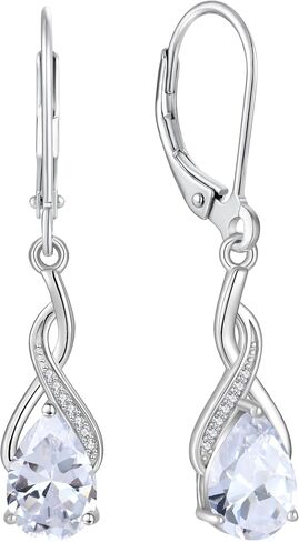 Leverback Earrings for Women Infinity Dangle Drop Earrings 925 Sterling Silver Cubic Zirconia Earrings Christmas Anniversary Jewelry for Her in Saudi Arabia