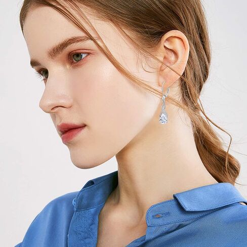 Leverback Earrings for Women Infinity Dangle Drop Earrings 925 Sterling Silver Cubic Zirconia Earrings Christmas Anniversary Jewelry for Her in Saudi Arabia