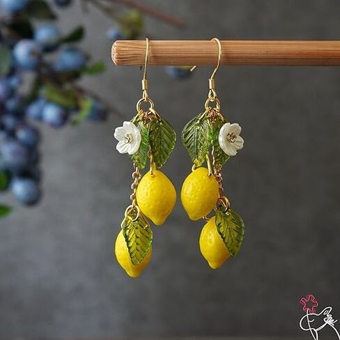 Lemon Earrings, Lime Lemons Earring Flower Leaf Dangle Earring Colorful Resin Unique Cute Funky Earrings For Women Daughter Sister Jewelry Gift in Saudi Arabia
