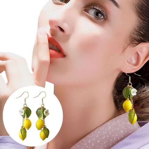 Lemon Earrings, Lime Lemons Earring Flower Leaf Dangle Earring Colorful Resin Unique Cute Funky Earrings For Women Daughter Sister Jewelry Gift in Saudi Arabia