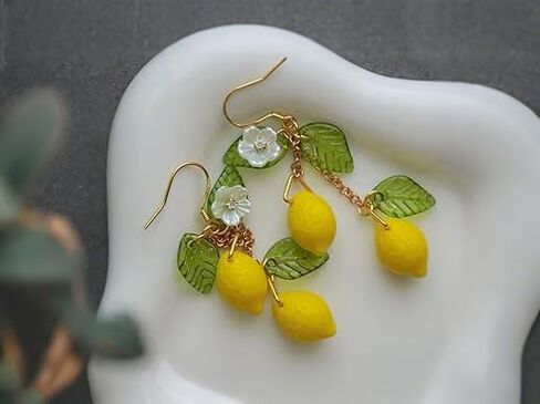 Lemon Earrings, Lime Lemons Earring Flower Leaf Dangle Earring Colorful Resin Unique Cute Funky Earrings For Women Daughter Sister Jewelry Gift in Saudi Arabia
