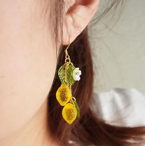 Lemon Earrings, Lime Lemons Earring Flower Leaf Dangle Earring Colorful Resin Unique Cute Funky Earrings For Women Daughter Sister Jewelry Gift in Saudi Arabia
