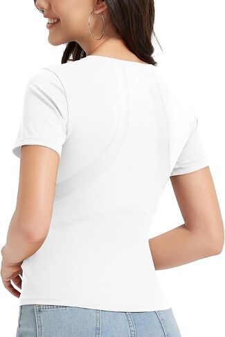 baleaf Women's Short Sleeve Workout Tops Yoga Shirts Stretchy Lightweight Athletic T-Shirts Gym Running Sports Tee in Kuwait