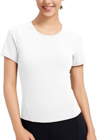 baleaf Women's Short Sleeve Workout Tops Yoga Shirts Stretchy Lightweight Athletic T-Shirts Gym Running Sports Tee in Kuwait