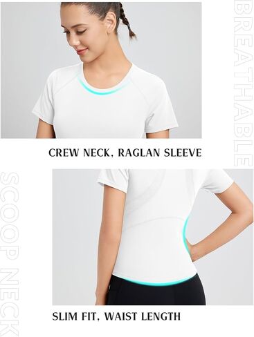 baleaf Women's Short Sleeve Workout Tops Yoga Shirts Stretchy Lightweight Athletic T-Shirts Gym Running Sports Tee in Kuwait