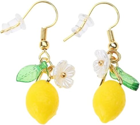 Lemon Earrings, Lime Lemons Earring Flower Leaf Dangle Earring Colorful Resin Unique Cute Funky Earrings For Women Daughter Sister Jewelry Gift in Saudi Arabia