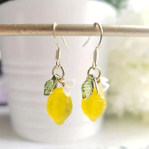 Lemon Earrings, Lime Lemons Earring Flower Leaf Dangle Earring Colorful Resin Unique Cute Funky Earrings For Women Daughter Sister Jewelry Gift in Saudi Arabia