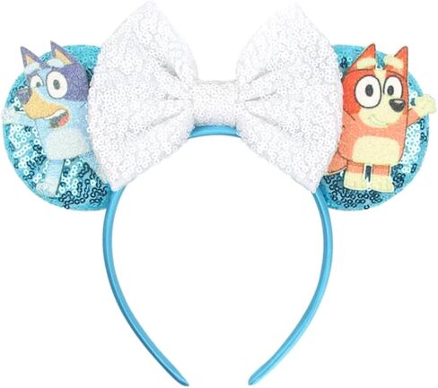Mouse Ears Hairband for Women ，Bluey Cartoon Sequins Bow Headband for Girls Birthday Party in Saudi Arabia