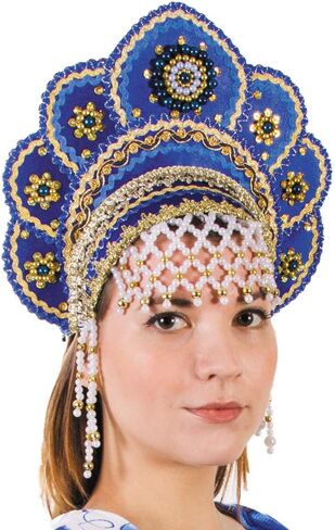 Russian Folk Costume 'Kokoshnik' Headdress in Blue, 5-10 years old in Saudi Arabia
