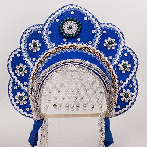 Russian Folk Costume 'Kokoshnik' Headdress in Blue, 5-10 years old in Saudi Arabia